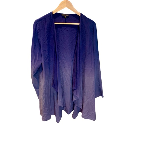 Eileen Fisher Silk Ombré Blue Cardigan Women’s Size Large 100% Silk - Picture 2 of 8